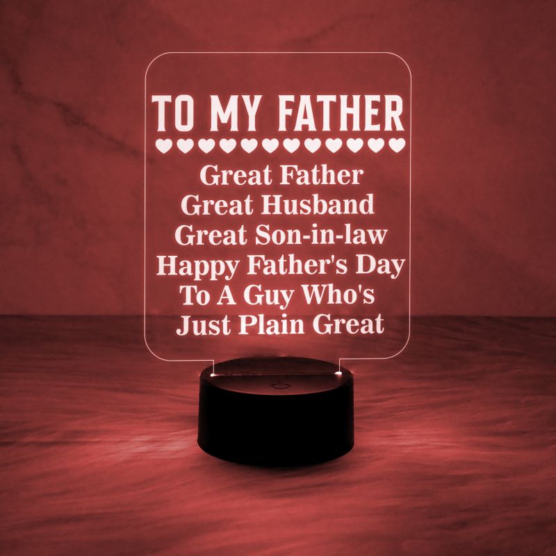 to My Father Engraved Quote Night Lamp Automatic Color Changing Light with USB Powered | Gift for Father | Birthday Gift for Dad | Dad Gift from Daughter | Gift for Fathers Day